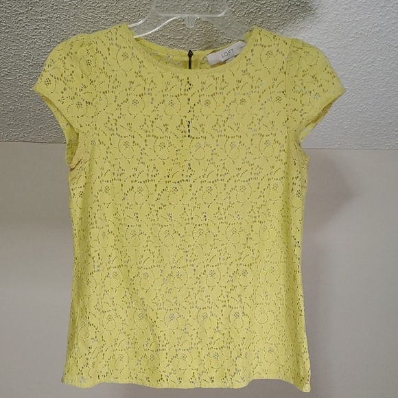 Ann Taylor Loft Petites yellow lace, sz XSP - Picture 1 of 3